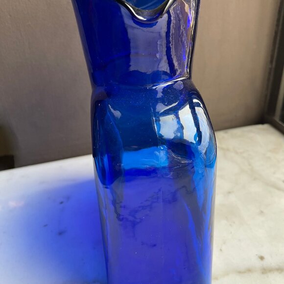 Cobalt Blue Blenko 384 double Spout Pitcher Vintage - Picture 3 of 7